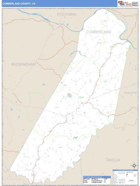 Cumberland County, Virginia Zip Code Wall Map | Maps.com.com