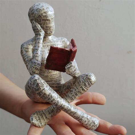 Reading woman papier mache sculpture collectible item ooak