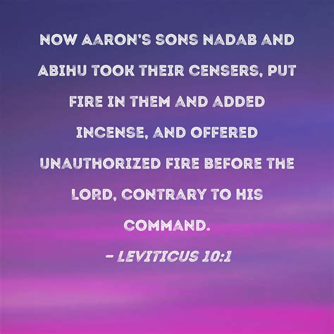 Nadab And Abihu Strange Fire