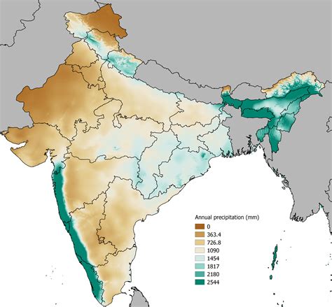 India: Annual precipitation (in mm) : r/MapPorn