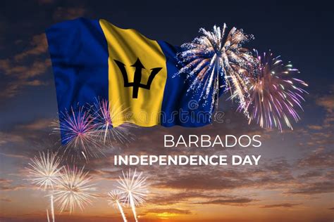 Fireworks and Flag of Barbados Stock Image - Image of national ...