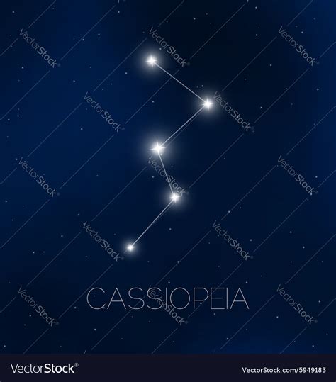 Cassiopeia constellation in night sky Royalty Free Vector