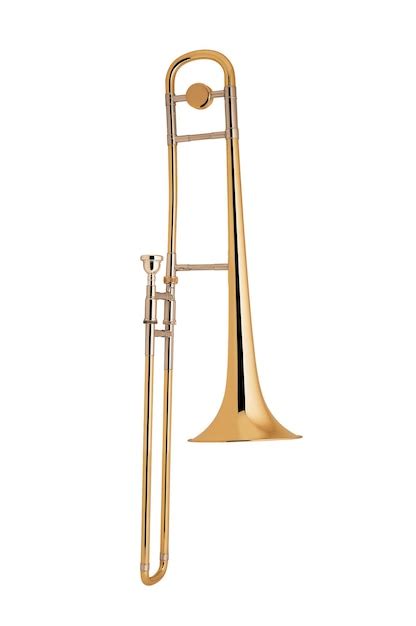 Premium Photo | The brass trombone isolated on white