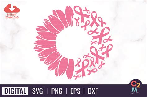 Sunflower Pink Ribbon SVG | Cure SVG Graphic by Creative2morrow ...