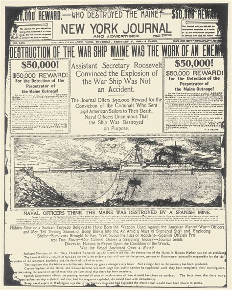 Spanish-American War 1898 Nthe Front Page Of William Randolph HearstS New York Journal For ...