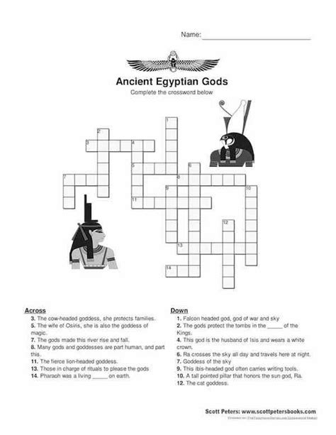 Free Printable Gods of Egypt Crossword | Ancient egyptian gods, Gods of ...