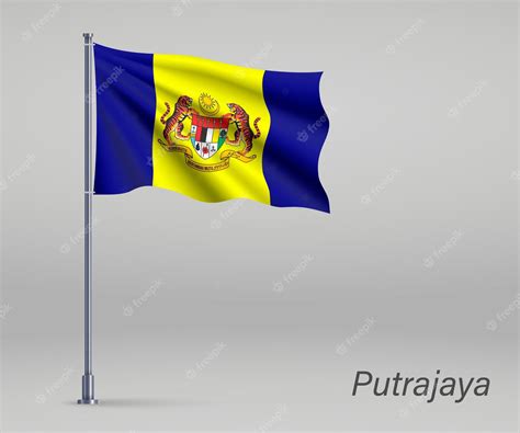 Premium Vector | Waving flag of Putrajaya state of Malaysia on flagpole ...