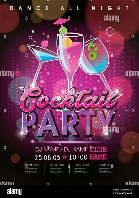 fantastic cocktail party poster design with abstract background Stock ...