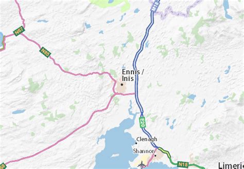 Detailed map of Ennis - Ennis map - ViaMichelin