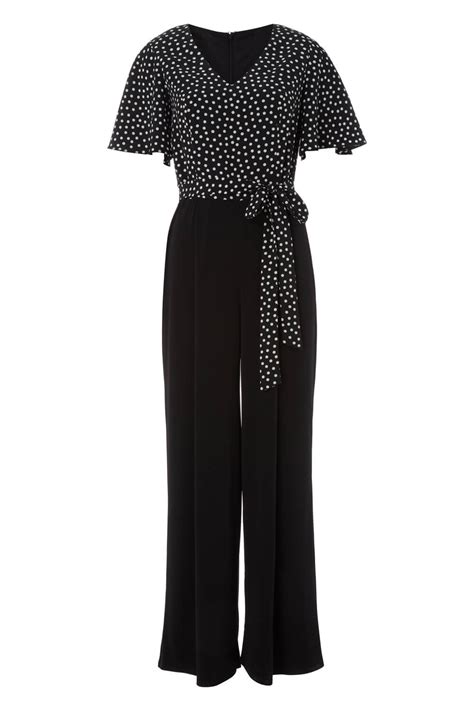 Spot Angel Sleeve Jumpsuit in Black - Roman Originals UK