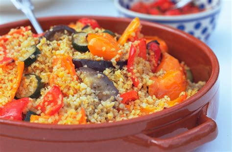 Bulgur wheat and roasted vegetables | Recipe | Roasted vegetable ...