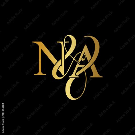 Initial letter N & A NA luxury art vector mark logo, gold color on black background. Stock ...