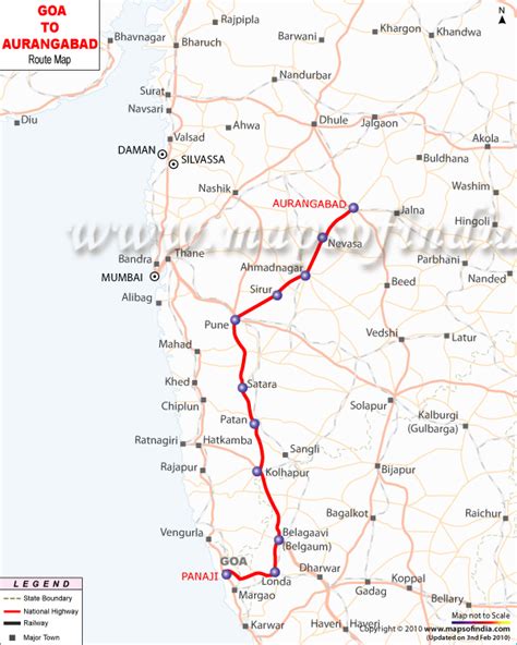 Goa to Aurangabad Route Map