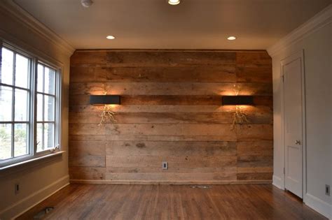 Barn wood accent wall Cottage Makeover: Interior Paint and Finish Work Interior Wood Paneling ...