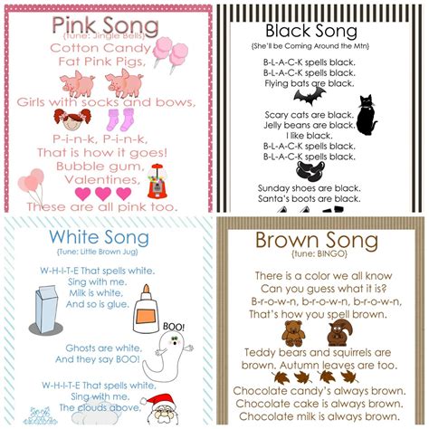 My Little Gems: Preschool Color Songs-Free Printables {Part 2}. Use for color themed show and ...