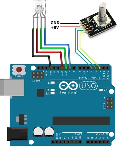 RGB LED Color Control using Rotary Encoder and Arduino