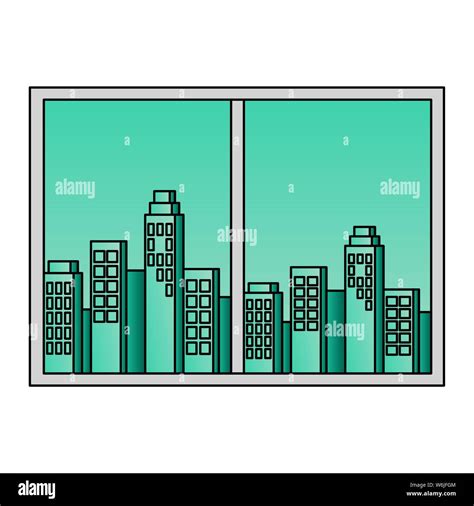 window with cityscape view scene Stock Vector Image & Art - Alamy