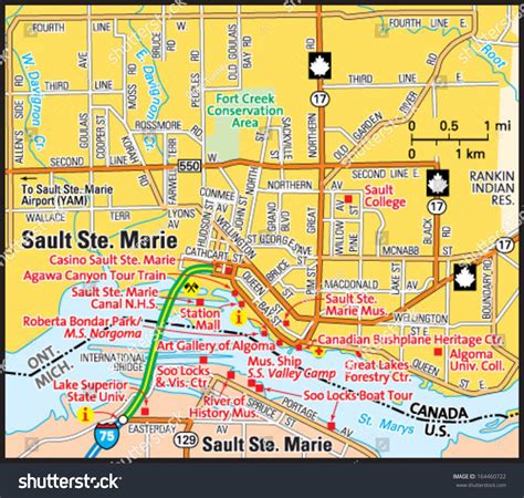 Sault Ste Marie Ontario Area Map Stock Vector 164460722 - Shutterstock