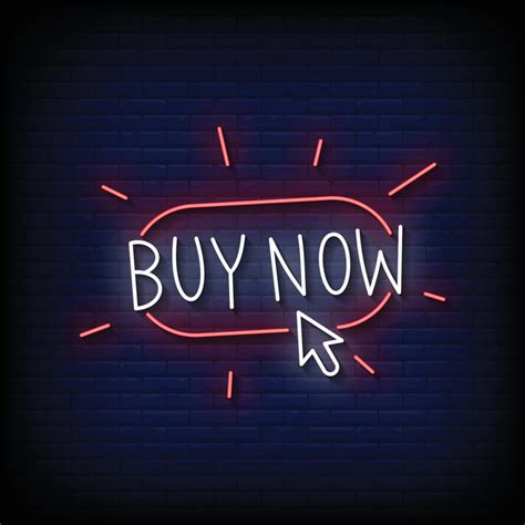 Neon Sign buy now with Brick Wall Background Vector 8874213 Vector Art at Vecteezy