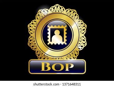 Golden Emblem Picture Icon Bop Text Stock Vector (Royalty Free ...