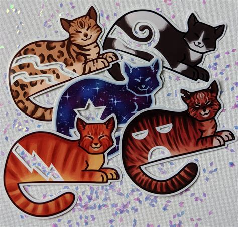 Warrior Cats With Clan Symbols Vinyl Stickers | Etsy