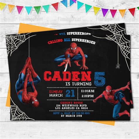 Digital Spiderman Birthday Invitation. Spiderman Invites. - Etsy