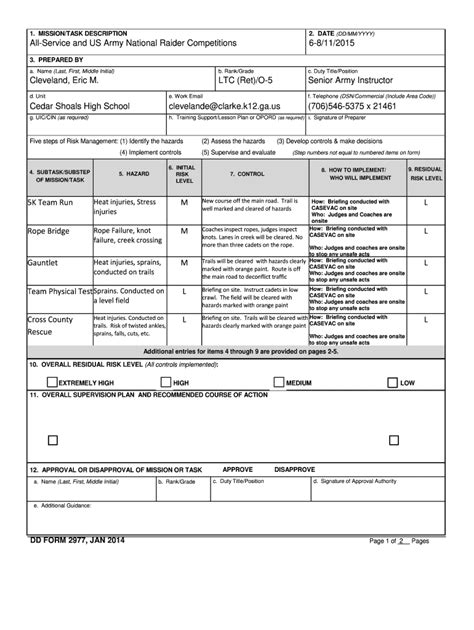 Deliberate Risk Assessment Worksheet Army Pubs | TUTORE.ORG - Master of Documents