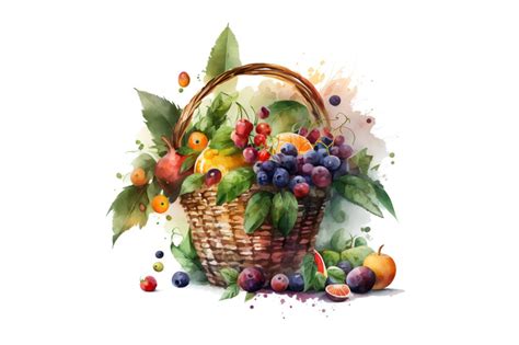 Watercolor Fruit Basket 2 By artsy-fartsy | TheHungryJPEG