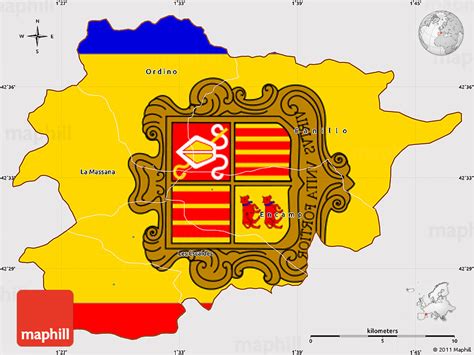 Flag Simple Map of Andorra, flag aligned to the middle