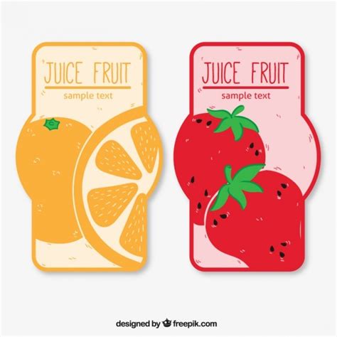 Juice fruit label set | Free Vector