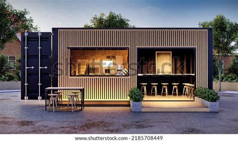 20ft Container Cafe 3d Illustration Stock Illustration 2185708449 ...