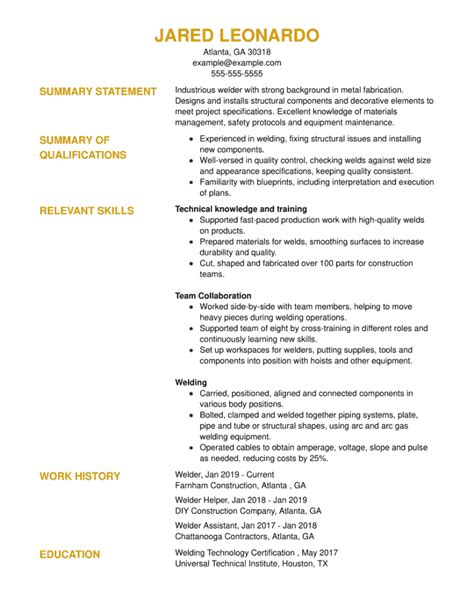 Top Welder CV Examples, Samples & Writing Tips for 2024