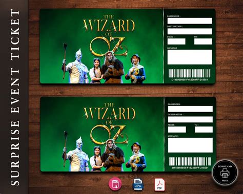 Wizard of OZ Broadway Surprise Ticket, Musical Collectible Theater ...