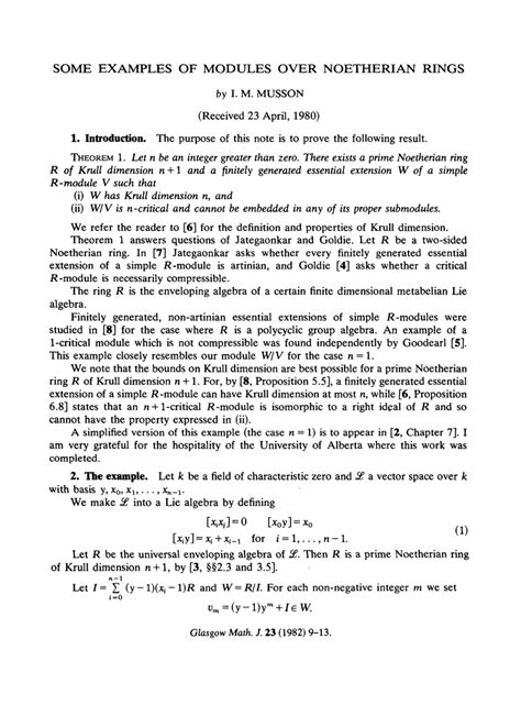 (PDF) Some examples of modules over Noetherian rings