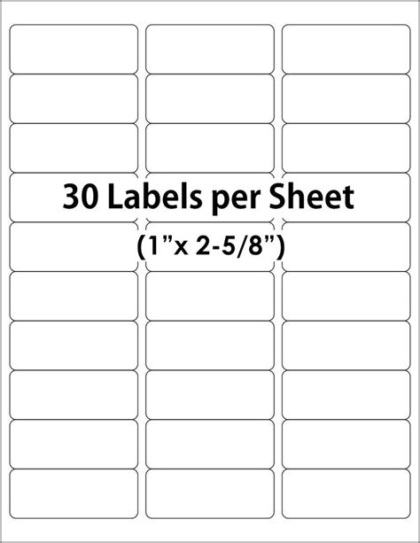 30 Up Label Template