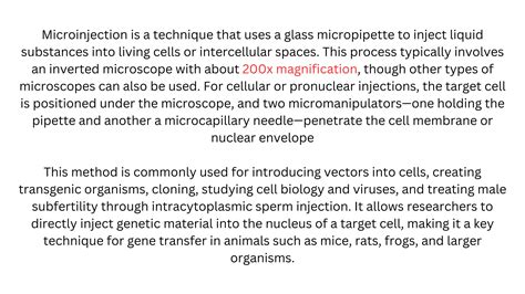 Comprehensive Notes on Microinjection: Techniques, Systems, and Applications | PPT