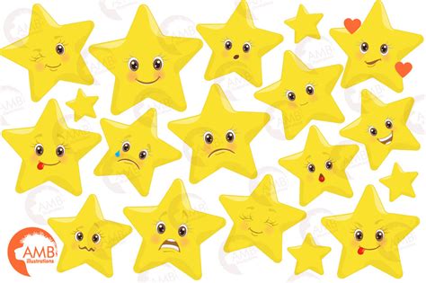 Star Emoticons, Star emoji clipart, graphics AMB-1157 By AMBillustrations | TheHungryJPEG