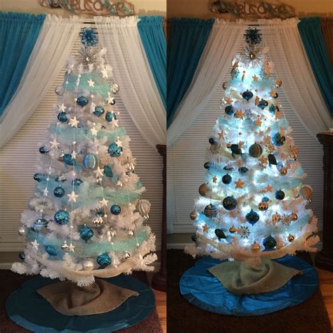Beach Theme/Winter Wonderland Christmas Tree | White christmas trees, Frozen christmas tree ...