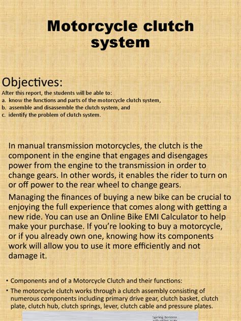 Motorcycle Clutch System | PDF | Clutch | Equipment