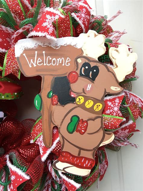 Reindeer Wreath Christmas Wreath Reindeer Decor Reindeer - Etsy