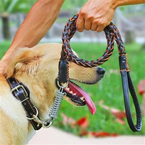 Medium and large dogs dog leash Dog rope Genuine Leather Dog collars ...