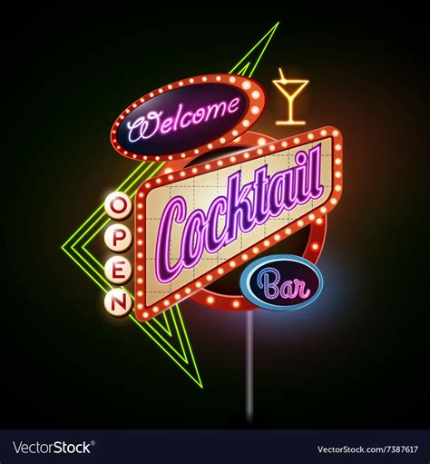 Neon sign cocktail bar Royalty Free Vector Image