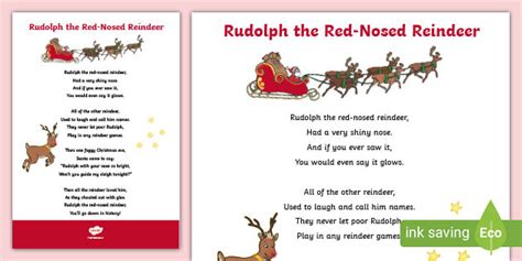 Rudolph The Red Nosed Reindeer Lyrics Printable - Printable Word Searches