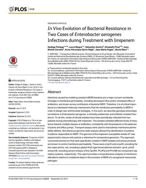 (PDF) In Vivo Evolution of Bacterial Resistance in Two Cases of Enterobacter aerogenes ...