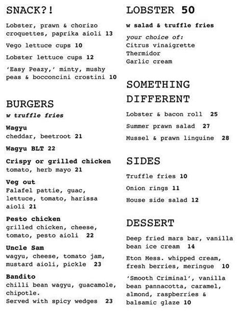 The Rook Menu, Menu for The Rook, CBD, Sydney - Urbanspoon/Zomato