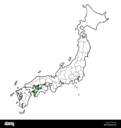 flag of ehime prefecture on map with administrative divisions and borders of japan Stock Photo ...