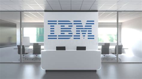 Logo of IBM on a Wall in the Modern Office, Editorial Conceptual 3D Rendering Editorial Stock ...