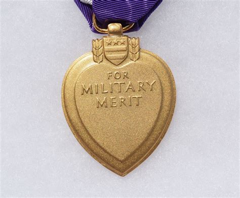 Backside view of the Purple Heart medal, which is a United States ...