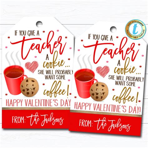 Valentine's Day Teacher Staff Gift Tag | TidyLady Printables