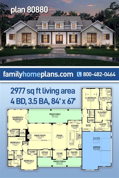 Sophisticated Modern Farmhouse Plan with Game Room Family House Plans, New House Plans, Dream ...